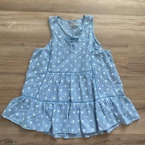 Miss me Dusty Blue checkered sleeveless blouse